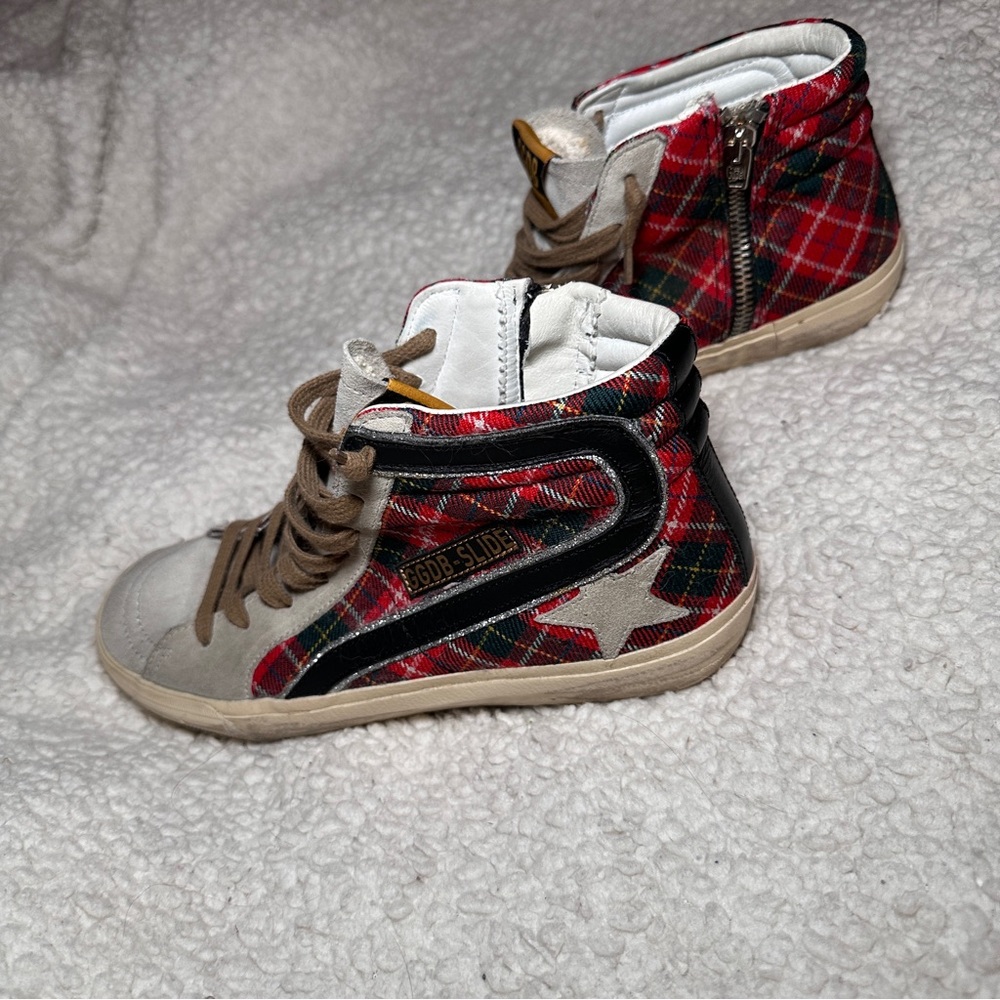 Golden‎ Goose Slide Plaid Tartan High-Top Sz 37 - Picture 6 of 16